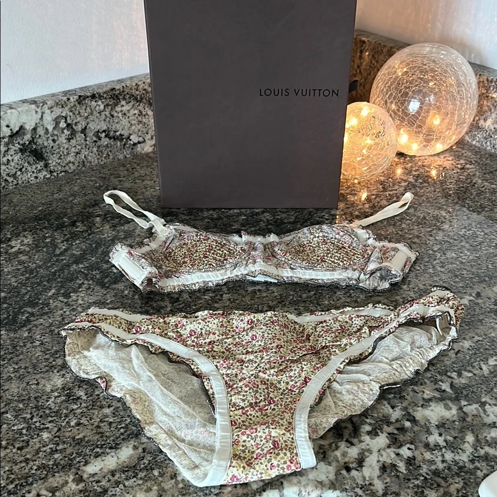 Louis Vuitton Cream and Pink Floral Lingerie